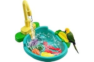 Jindizi Parrot Automatic Bathtub,Bath Tub for Bird Parrot w/Faucet,Bird Bath Tub Parrot Bath Swimming Pool,Bird Shower Bathin