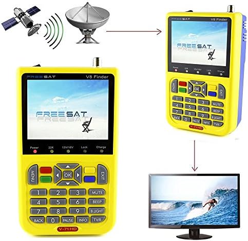 Satellite Finder, V8 Finder, Free Sat FTA, 1080P full HD DVB-S/S2 Digital Satellite Signal Meter, free to Air Sat Finder with 3.5 inch LCD Screen Supports Adjusting Sat Dish and Surveillance Camera