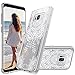 MASCHERI For Galaxy S8 Plus Case,[Zen Series] Scratch Resistant [White Henna Mandala Floral Lace Design] TPU Bumper Clear Back Panel Hybrid Protective Case Cover for Samsung Galaxy S8 Plus - Clear