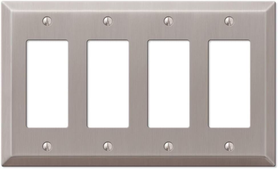 AMERELLE 163R4BN Century Quadruple Rocker Steel Wallplate in Brushed Nickel