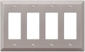 AMERELLE 163R4BN Century Quadruple Rocker Steel Wallplate in Brushed Nickel