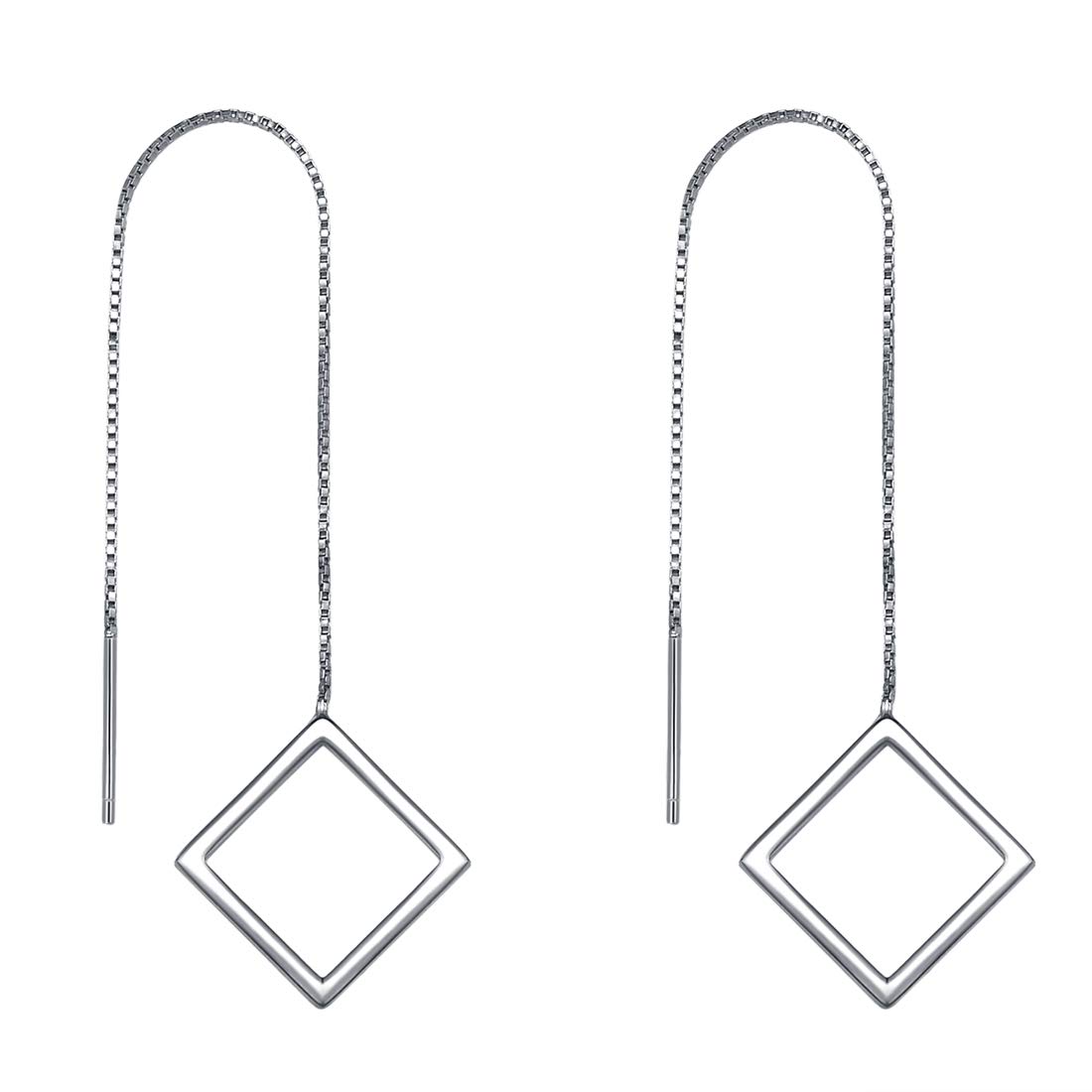 Caimeytie rhombus with Silver Dangle and Drop Earrings for Women and Girls valentines present