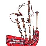 McWilliams PROFESSIONAL SCOTTISH HIGHLAND BAGPIPE FNS MOUNTS ROYAL STEWART TARTAN AND BAG
