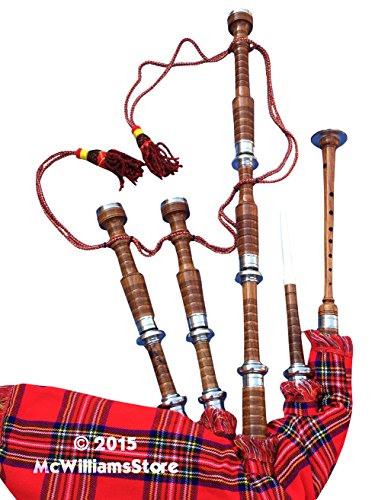 McWilliams PROFESSIONAL SCOTTISH HIGHLAND BAGPIPE FNS MOUNTS ROYAL STEWART TARTAN AND BAG