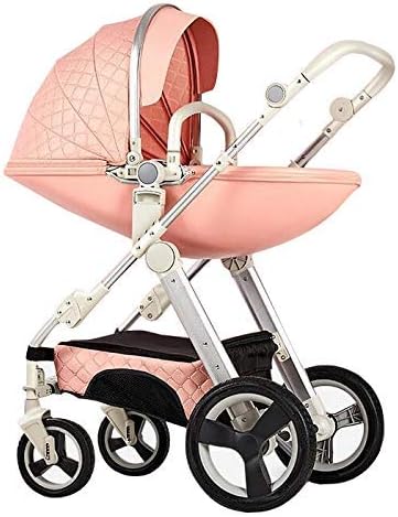 YXJ Pushchair Stroller Combi Buggy Baby Jogger Travel Kid's Stroller,Fashion Two Way Strollers Baby Pushchairs Newborn Prams Toddlers Bassinet Fold Reclining,Pink