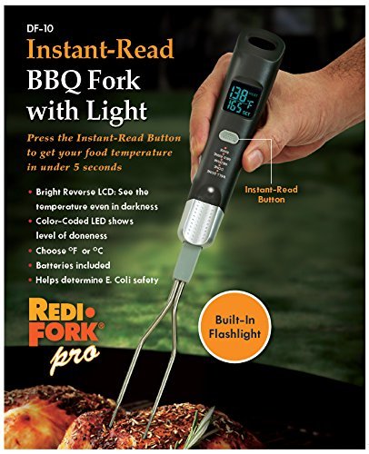 Maverick DF-10 Redi Pro Digital Instant Read Cooking Kitchen Grilling Smoker BBQ Meat Thermometer Fork with Light, Black