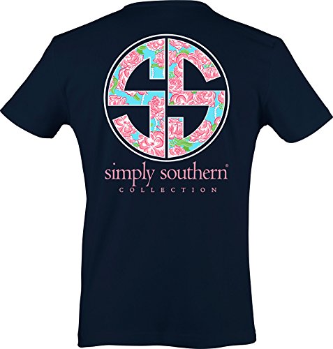 Simply Southern Women's Preppy Rose Logo Navy S