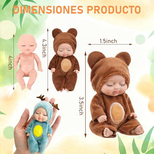 ZVXCABV 16 Piezas de Mini Muñecas Renacidas, Mini Muñecas Durmientes, Muñecas Realistas con Ropa Linda y Botellas de Leche, Adecuadas para Regalar Juguetes A Niñas, Juguetes para Niños (16)