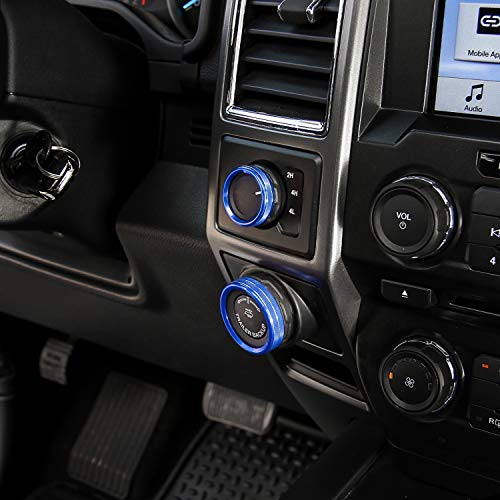 JOIN-WIT 6pcs Inner Air Conditioner & Audio & Trailer & 4WD Switch Knob Ring Button Cover Trim for Ford F150 XLT 2016 2017 (Blue) - Thumbnail 4