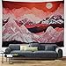 Galoker Mountains Tapestry Abstract Sunset Tapestry Red Nature Landscape Wall Hanging Tapestries for Room H51.2× W59.1inches