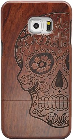 Galaxy S6 edge case,Samsung Galaxy S6 Edge Wooden Cases, HAIKE Unique Shockproof Handmade Skull Design Natural Genuine Wood Case for Samsung Galaxy S6 edge (Skull)