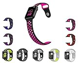 Apple Watch Band - Vitech Soft Silicone Nike+ Sport Style Replacement iWatch Strap band for Apple Wrist Watch Series 1 Series 2 (38mm S/M Black/Rose)