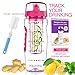 Time Marked Fruit Infuser Water Bottle AQUATIME Large 32 oz – Brush For Easy Clean included – Convenient To Carry - Fruit Infused Water Bottles - Infusion Bottle for Women and Men with Straw (Pink)