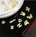 TOOGOO(R) 60pcs 12 Hollow Style DIY Gold Metal Sticker slices Charms Wheel Nail Art