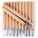 PRUGNA Wood Carving Tools Kit, HRC62 Carbon Steel Graver Set for Kids & Beginners, 12 Pcs Engraving Knife with Storage Case