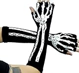 Deathrock Skeleton Fingerless Gloves Gothic Punk Rock Arm Warmers