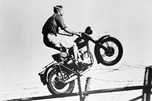 Steve Mcqueen The Great Escape Famous Fence Jump On Triumph Motorcycle 24x36 Poster At Amazon S Entertainment Collectibles Store