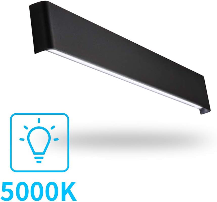 Aipsun 15.75in Matte Black Modern Vanity Light Up and Down LED Vanity Light for Bathroom Wall Lighting Fixtures (White Light 5000K) - - 