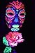 UV Neon Face & Body Paint Glow Kit Blacklight Reactive Fluorescent Paint - Safe, Washable, Non-Toxic, (7 Bottles 2 oz. Each) - 21 LED UV Flashlight - Paint Brush Set Midnight Glo