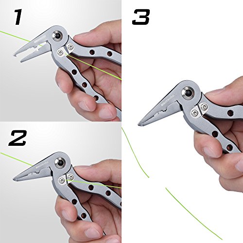 MadBite Falcon Angled Head Aluminum Fishing Pliers – Braid Cutters - Hook Remover - Line Cutter – Snap Ring Plier - Spring Loaded Super Sharp Tungsten Carbide Cutters - Thumbnail 5