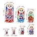 Jeccffes Russian Nesting Dolls Matryoshka Wooden Stacking Nested Set 7 Pieces Red Flower Girl Handmade Toy for Kids Children Christmas Mother's Day Birthday Home Room Decoration Halloween Wishing Gift