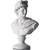 XMGZQ 11.8" Greek Statue of David,Classic Roman Bust for Apollo,Large Greek Mythology Sculpture for Home Decor,Vintage Head Apollo Sculpture for Dark Academia,Resin Crafts for Sketch Practice Artist