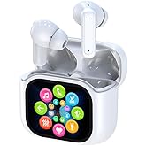 Wireless Touchscreen Earbuds with Smart Touch Screen Case - True Wireless Bluetooth ANC Active Noise Cancelling Earbuds - Blue Tooth Earphones for iPhone Android In Ear Headphones