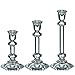 Light In The Dark Set of 3 Glass Candle Stick Holders - Hexagonal Taper Candles Holder – for Candlestick, Dinner Candles, Party and Wedding Centerpieces, Table Decoration (5.5, 7.5, 9.5 Inch Tall)