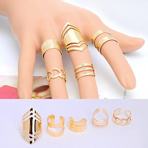 5 Pcs Women Girl New 18K Gold Plated Knuckle Finger Ring Set Jewelry Party