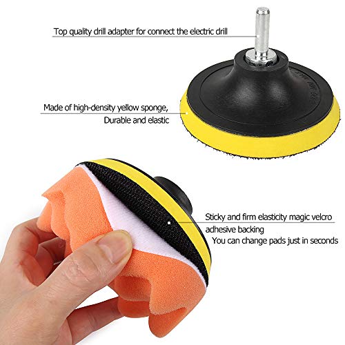 Sorrento Crafts Car Foam Drill Polishing Pad Kit 22 PCS, 3 Inch(80mm) Buffing Pads Sponge Pads Kit for Car Sanding, Polishing, Waxing, Sealing Glaze (Style 1) - Thumbnail 3