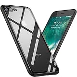 iPhone 7 Plus / 8 Plus Case，Cafele Clear Hybrid Case with Thin Tempered Glass Back Cover and Soft Silicone Rubber Bumper Frame for Apple iPhone 8 Plus / iPhone 7 Plus - Black Frame [Shock Absorption]