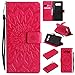 Galaxy Note 8 Wallet Case,A-slim(TM) Sun Pattern Embossed PU Leather Magnetic Flip Cover Card Holders & Hand Strap Wallet Purse Case for Samsung Galaxy Note 8 - Red