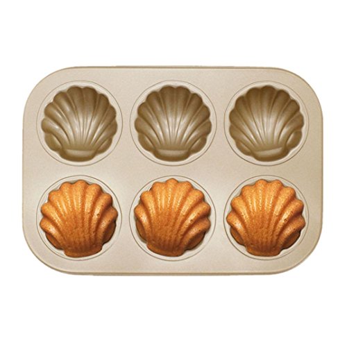 Cake Mould Smdoxi 6 Count Heavy Tinned Steel Madeleine Sheet Pan (Gold)
