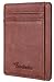 Travelambo RFID Front Pocket Wallet Minimalist Wallet Slim Wallet Genuine Leather (oil wax brown)