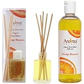 Aroma Galaxy Orange Blossom Reed Diffuser Set, 7.7 Oz (1 Oz + 6.7 Oz) Set with Refill Pack Scented Diffuser with 6 Sticks Home Fragrance Reed Diffuser for Bathroom Shelf Decor