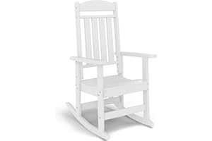 SOINMTY Outdoor Rocking Chairs, All Weather High Back Porch Rocking Chairs, Patio Rocker with High Back & Armrest for Porch, 