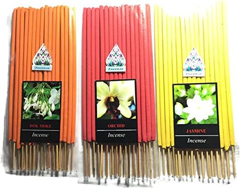 3 Pcs 90 STICKS (DOK-MORE,ORCHID,JASMINE) INCENSE STICK AROMA FRAGRANCE PREMIUM WOODS SCENT NATURAL "No carcinogenic"