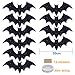 Pawliss Halloween Decorations Outdoor: 10Pcs Hanging Bats Stickers Wall Decals Window Sticker, Large 3D Bats with glitter Removable Halloween Yard Front Door Porch Decoration Party Gothic Decor Indoor