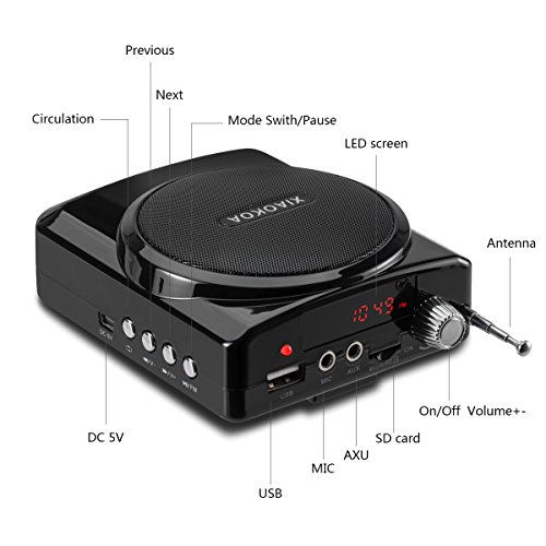 XIAOKOA 2.4G 40m Stable Wireless Voice Amplifier with Headset and Handheld 2 in 1 Wireless Microphone (N202black-2.4G)