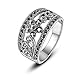 Mytys Antiqued Hollowed Flower Black Marcasite Crystal Band Rings(9)