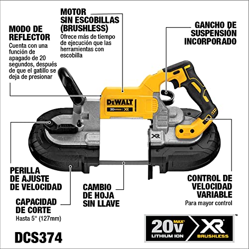 DEWALT 20V MAX Band Saw, 5" Cutting Capacity, Integrated Hang Hooks