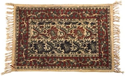 Kalamkari , Handloom,Vegetable Dye, hand Block printed Mat