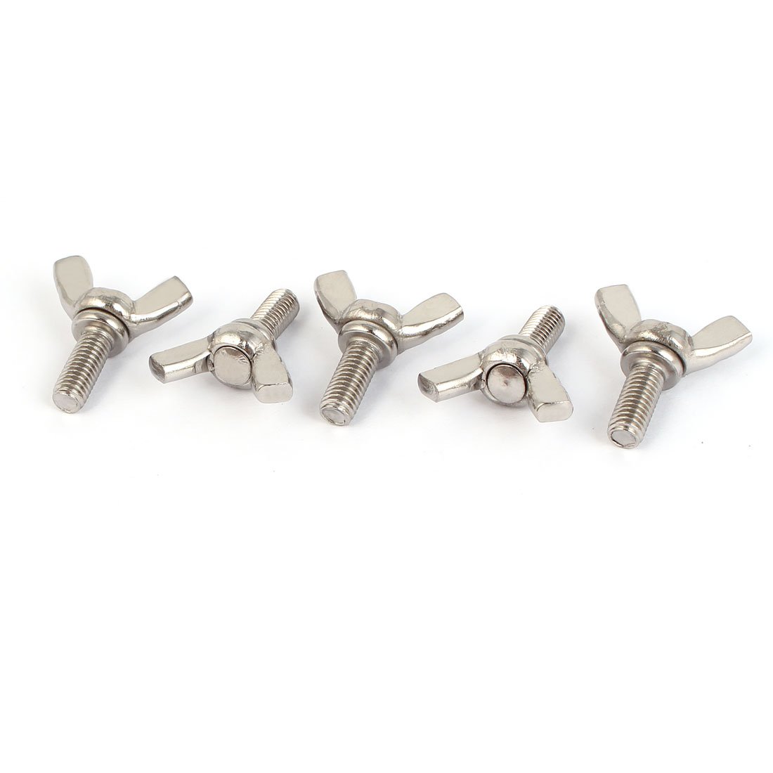 sourcingmap M5 x 12mm Thread 304 Stainless Steel Wing Bolt Butterfly Screw Silver Tone 5pcs
