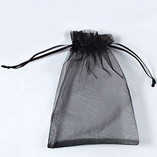 Net Yarn Organza YFZYT Multi Colored Bunch Pocket Pouches, Party Festival Jewelry Packaging, Cosmetics Sachets and Present Pouches, 100Pcs, 30 x 40 CM, Black