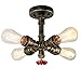 UNITARY Farmhouse Bedroom Semi Flush Mount Ceiling Light Rustic Copper Metal Sputnik Hallway Ceiling Light Fixture with 4 E26 Bulb Sockets Entryway Flush Mount Light Kitchen Light Fixture