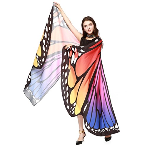 image for TLOOWY 2019 New Womens Halloween Butterfly Wings Shawl Cape Scarf Fair