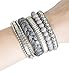 Fashion Bracelet for FitBit Flex, Avia, or Misfit Activity Tracker – The ROSIE Beaded and Braided Snap Bracelet in Grey – Activity Tracker Not Included