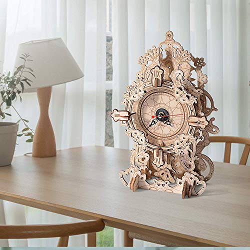 3D Wooden Puzzle Clock, Laser Cut, 3D Desk Clock Model Kits, Working Clock, A Great Gift for