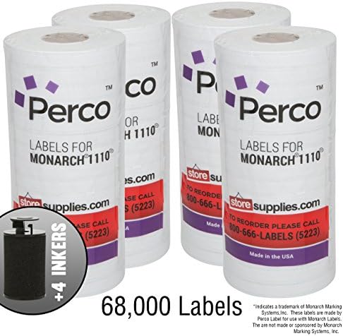 White Pricing Labels for Monarch 1110 Price Gun - 4 Sleeves, 68,000 Pricemarking Labels