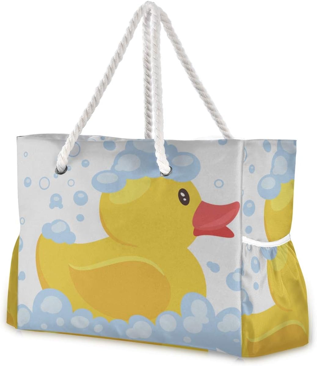 Beach Bags For Women Xl A Group Of Yellow Rubber Ducks